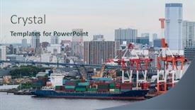  Presentation with export transportation - PPT layouts having freight transportation import and export background and a sky blue colored foreground