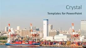  Presentation with freight transportation - Slide deck featuring big-cargo-containers-boat background and a light blue colored foreground