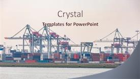  Presentation with freight transportation - Amazing PPT theme having big-cargo-containers-boat backdrop and a sky blue colored foreground