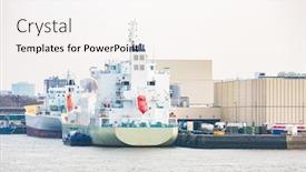  Presentation with docks - Audience pleasing slide deck consisting of big-cargo-containers-boat backdrop and a white colored foreground