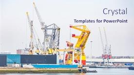  Presentation with docks - PPT theme featuring big-cargo-containers-boat background and a sky blue colored foreground