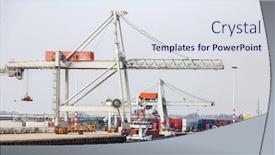  Presentation with docks - Cool new PPT layouts with big-cargo-containers-boat backdrop and a sky blue colored foreground