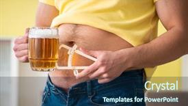  Presentation with obese - Beautiful theme featuring big checks - fat obese man holding beer backdrop and a navy blue colored foreground