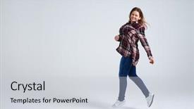  Presentation with multiethnics familly jumping in the air - Presentation featuring big checks - full-length shot of relaxed girl background and a lemonade colored foreground