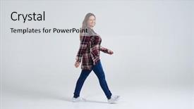  Presentation with illustration of a camera lens - Beautiful presentation theme featuring big checks - full-length shot of smiling girl backdrop and a light gray colored foreground