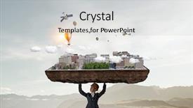  Presentation with construction - Beautiful PPT theme featuring big checks - heavy construction concept mixed media backdrop and a  colored foreground