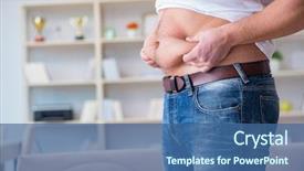  Presentation with checks - PPT theme with big checks - man suffering from extra weight background and a ocean colored foreground