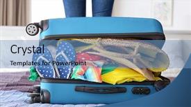  Presentation with personal - Slide set consisting of big checks - open heavy suitcase with different background and a teal colored foreground