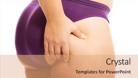  Presentation with fat metabolism - Cool new presentation theme with big checks - overweight woman checking her fat backdrop and a coral colored foreground