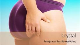  Presentation with fat metabolism - Audience pleasing theme consisting of big checks - overweight woman checking her fat backdrop and a  colored foreground