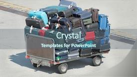  Presentation with airport - Presentation theme enhanced with big checks - pile of bags background and a ocean colored foreground