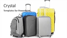  Presentation with white differene - Audience pleasing theme consisting of big checks - pile of different heavy luggage backdrop and a white colored foreground