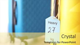  Presentation with luggage - PPT layouts featuring big checks - tag on heavy suitcase luggage background and a  colored foreground