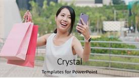  Presentation with video - Theme with big checks - woman make video call background and a light gray colored foreground