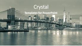  Presentation with brooklyn bridge - Slides consisting of big cities world - panoramic view of brooklyn bridge background and a gray colored foreground