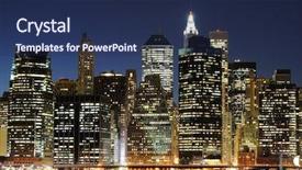  Presentation with heights - Cool new slides with big city - lower manhattan at night backdrop and a navy blue colored foreground