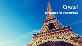  Presentation with eiffel tower paris france - Colorful presentation theme enhanced with big city - sunny morning and eiffel tower backdrop and a ocean colored foreground