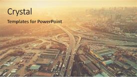  Presentation with road light - Beautiful theme featuring big city top view backdrop and a blonde colored foreground