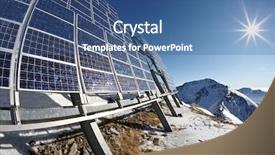  Presentation with sustainability solar energy panels - Colorful slide set enhanced with big cluster of solar panels backdrop and a ocean colored foreground