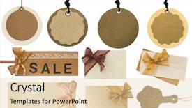  Presentation with labels - Presentation theme having big collection of price tags background and a lemonade colored foreground