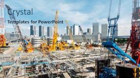  Presentation with crane - Audience pleasing PPT layouts consisting of big-construction-crane-working backdrop and a light blue colored foreground
