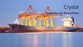  Presentation with tanker ship - Beautiful theme featuring big container cargo freight ship backdrop and a light blue colored foreground