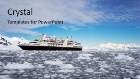  Presentation with antarctic - Colorful presentation enhanced with big cruise ship in antarctic backdrop and a light blue colored foreground
