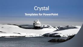  Presentation with antarctic - Audience pleasing theme consisting of big cruise ship in antarctic backdrop and a teal colored foreground