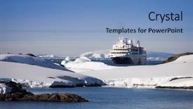  Presentation with cruise ship - Beautiful PPT theme featuring big cruise ship in antarctic backdrop and a teal colored foreground