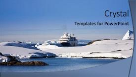 Presentation with cruise ship - Theme consisting of big cruise ship in antarctic background and a teal colored foreground