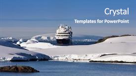  Presentation with antarctic - Cool new PPT theme with big cruise ship in antarctic backdrop and a teal colored foreground