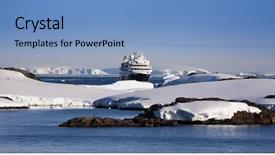  Presentation with cruise ship - Slides consisting of big cruise ship in antarctic background and a light blue colored foreground