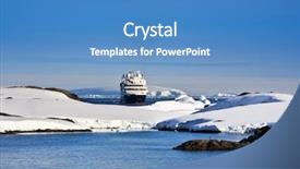  Presentation with cruise ship - Audience pleasing slides consisting of big cruise ship in antarctic backdrop and a teal colored foreground