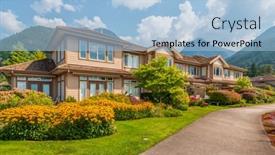  Presentation with custom - Colorful presentation theme enhanced with big-custom-made-luxury-house backdrop and a light blue colored foreground