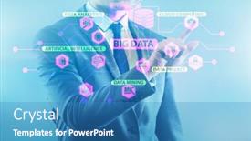  Presentation with virtual - Presentation theme having big-data-concept-with-businessman background and a teal colored foreground
