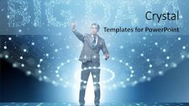  Presentation with data mining - Cool new PPT theme with big data concept with data backdrop and a light blue colored foreground