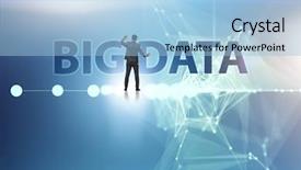  Presentation with data analyst - Beautiful presentation theme featuring big data concept with data backdrop and a light blue colored foreground