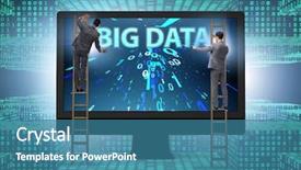  Presentation with data analyst - Colorful slide deck enhanced with big data concept with data backdrop and a teal colored foreground