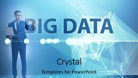  Presentation with data analyst - Colorful PPT layouts enhanced with big data concept with data backdrop and a light blue colored foreground