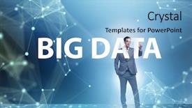  Presentation with data analyst - Colorful PPT theme enhanced with big data concept with data backdrop and a light blue colored foreground