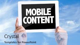  Presentation with table of content - Slide set enhanced with big data visualization - tablet pc with text mobile background and a light blue colored foreground