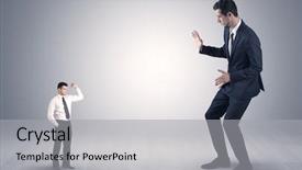  Presentation with strong - Presentation theme consisting of big debutant young businessman scared background and a light gray colored foreground