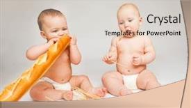  Presentation with babies - Theme with big diper - two sweet babies in diapers background and a lemonade colored foreground