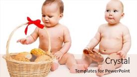  Presentation with babies - Cool new presentation theme with big diper - two sweet babies in diapers backdrop and a coral colored foreground