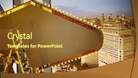  Presentation with night city - Presentation theme featuring big empty billboard at night background and a tawny brown colored foreground