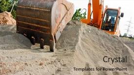  Presentation with construction site construction - Cool new presentation with big excavator at a construction backdrop and a coral colored foreground
