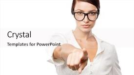  Presentation with glasses - Slides with big eye girl - strict woman in large glasses background and a sky blue colored foreground