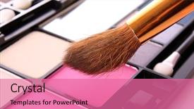  Presentation with eye shadow - Theme enhanced with big eye shadow kit with rouge and brush background and a coral colored foreground
