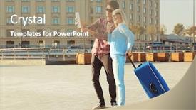  Presentation with selfie - Amazing theme having big eyeglasses - young couple taking selfie backdrop and a  colored foreground