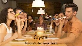  Presentation with romantic birthday couple celebrate - PPT layouts enhanced with food latino - big family celebrate the birthday background and a yellow colored foreground